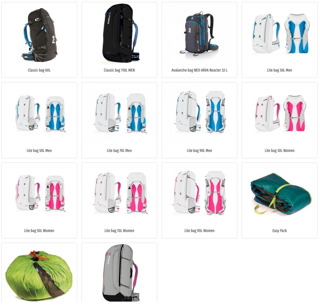 Neo Paragliding Rucksack Size Chart